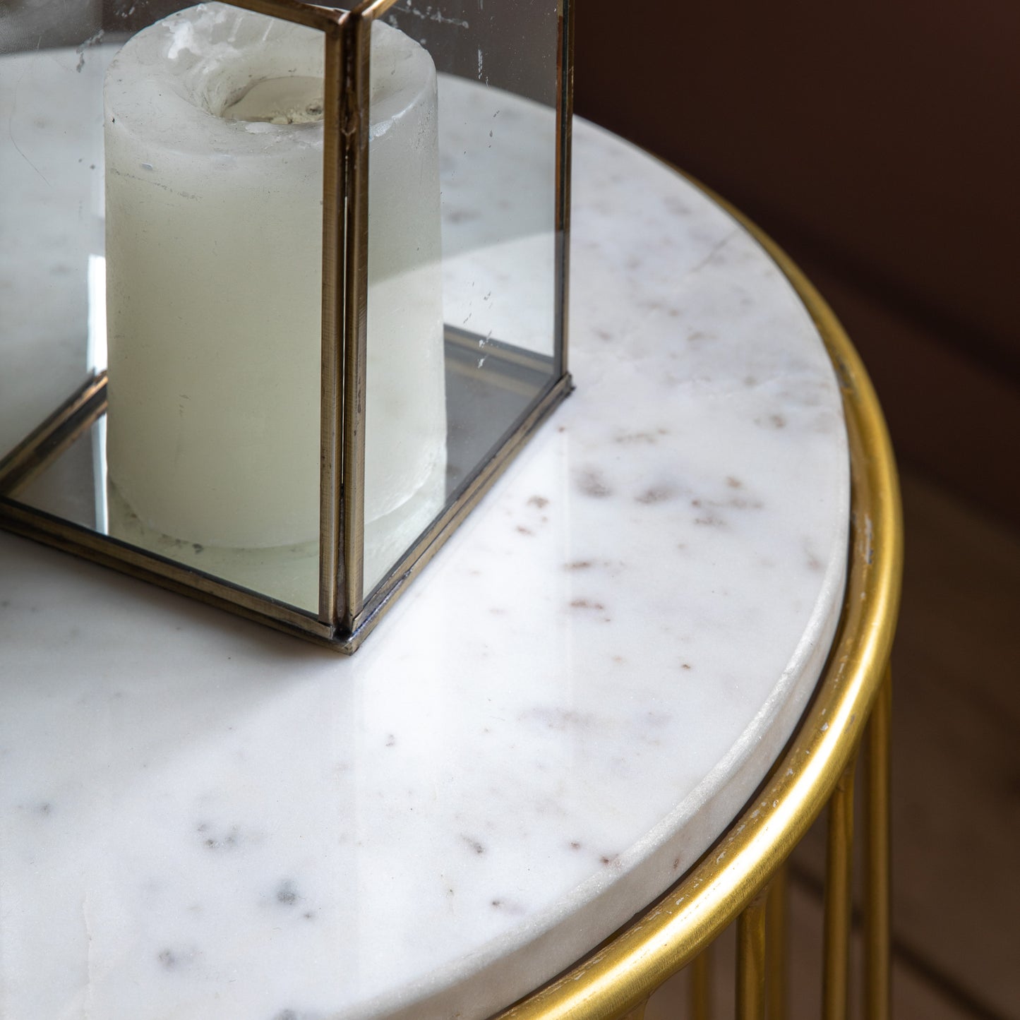 Riley Side Table Gold Gold / White