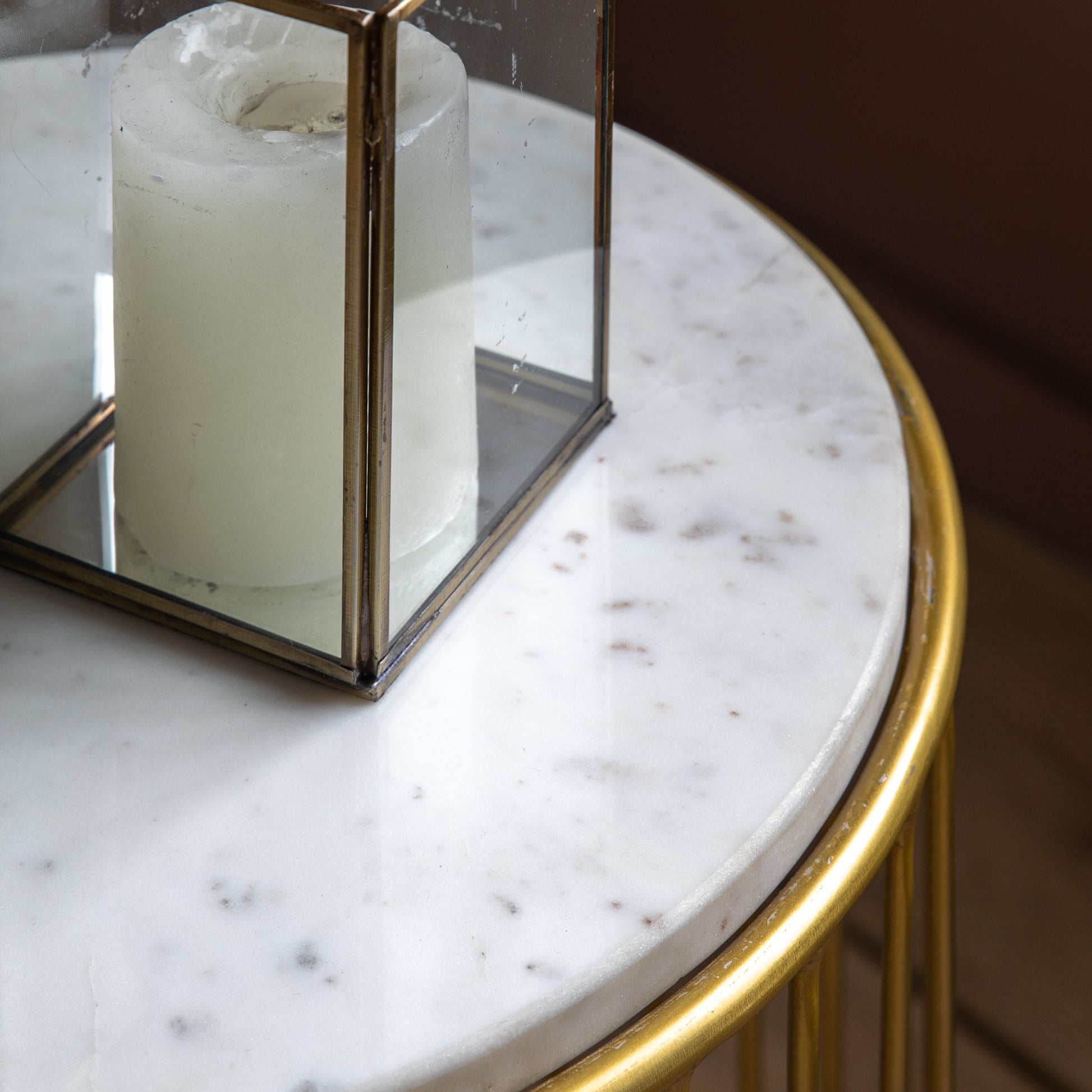 Riley Side Table Gold Gold / White