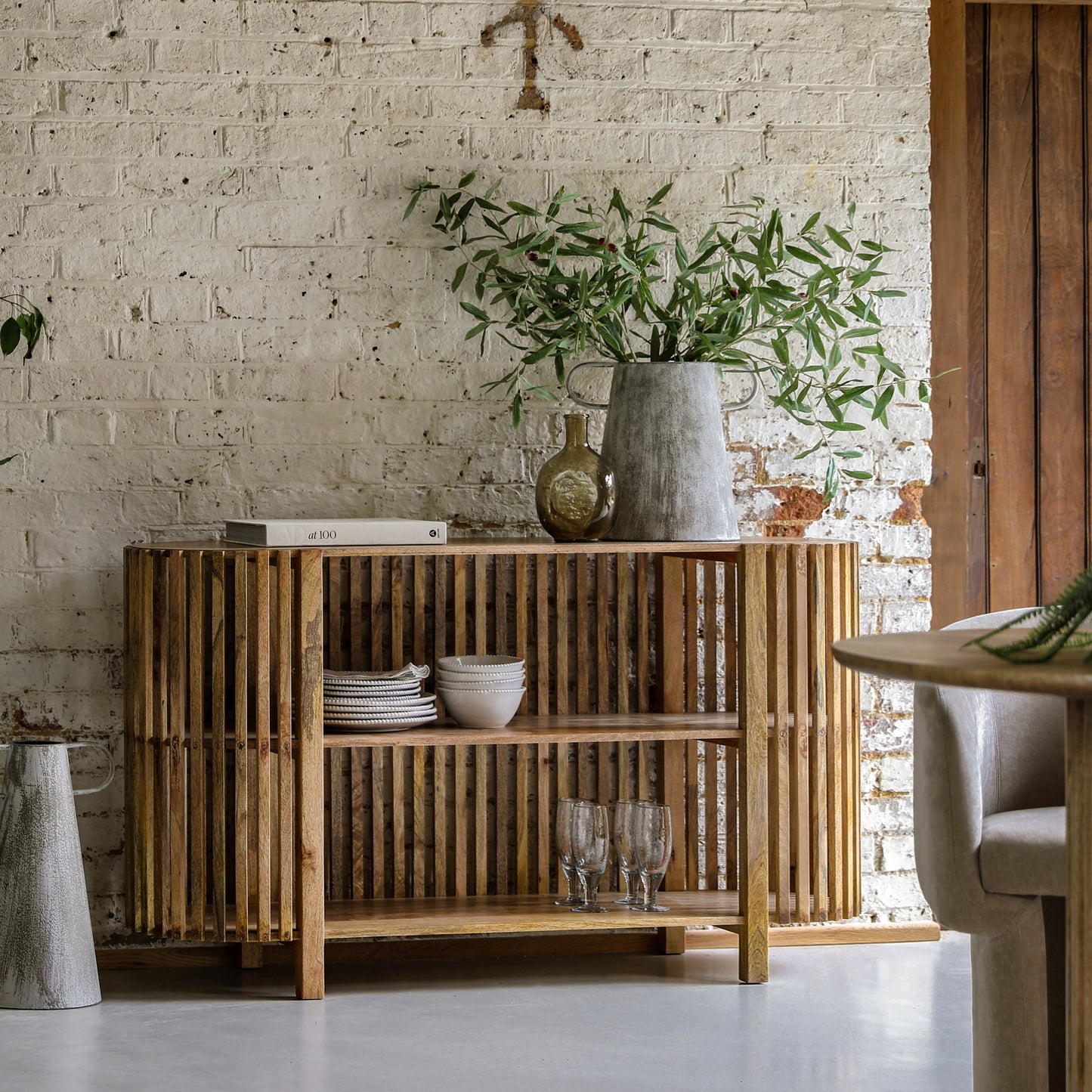 Voss Slatted Console Table Natural