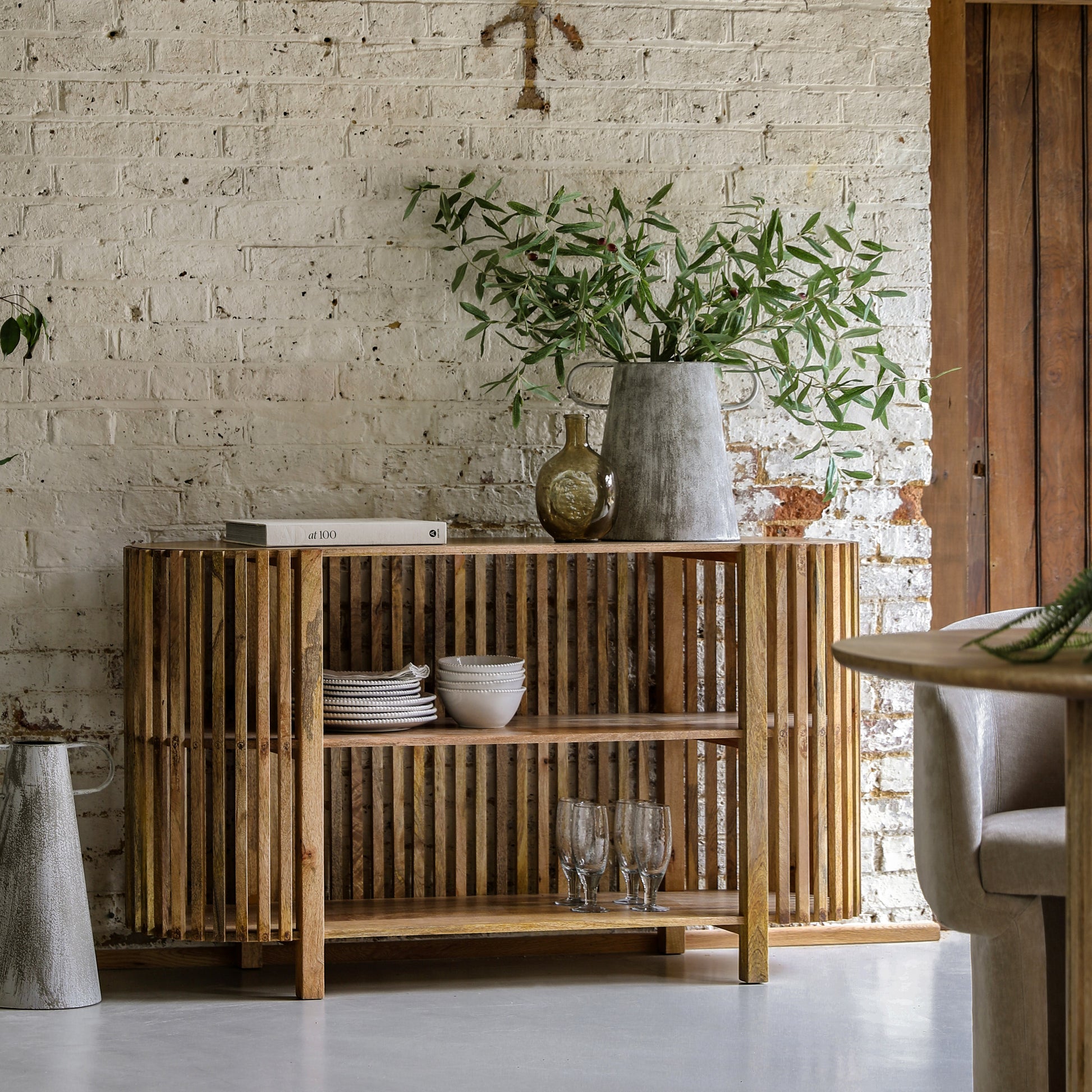 Voss Slatted Console Table Natural