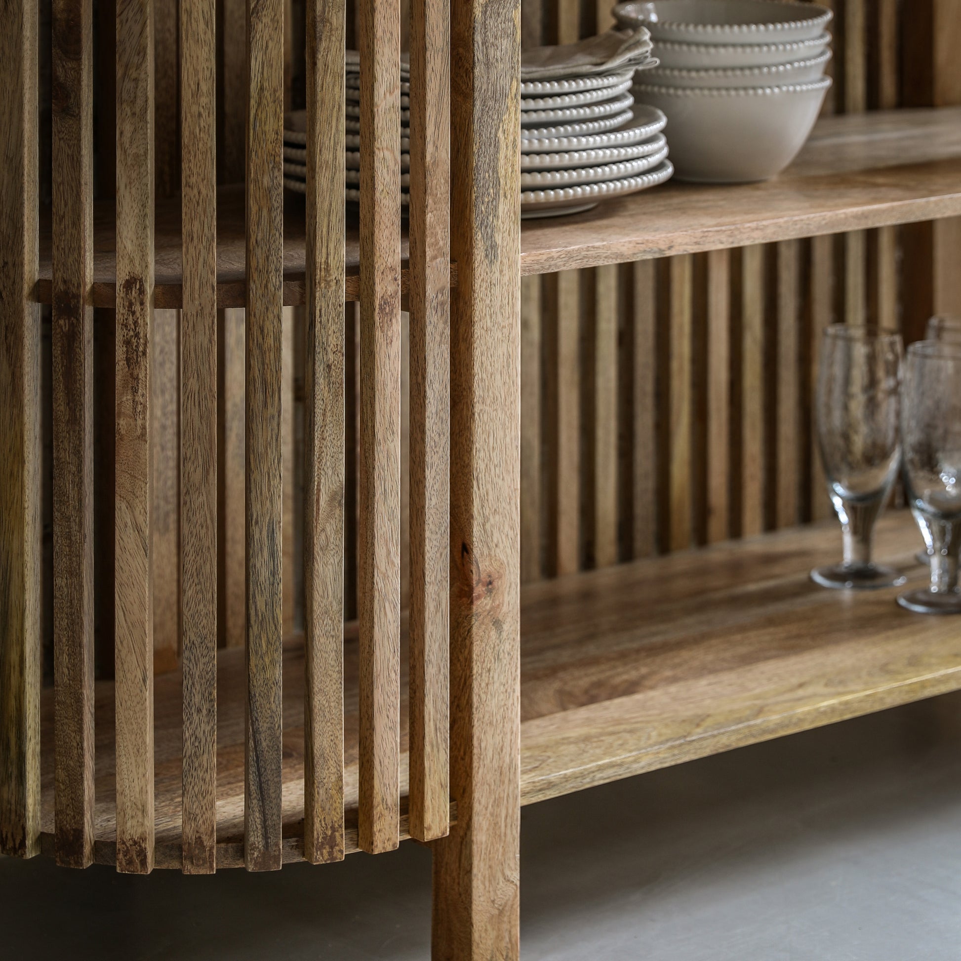 Voss Slatted Console Table Natural