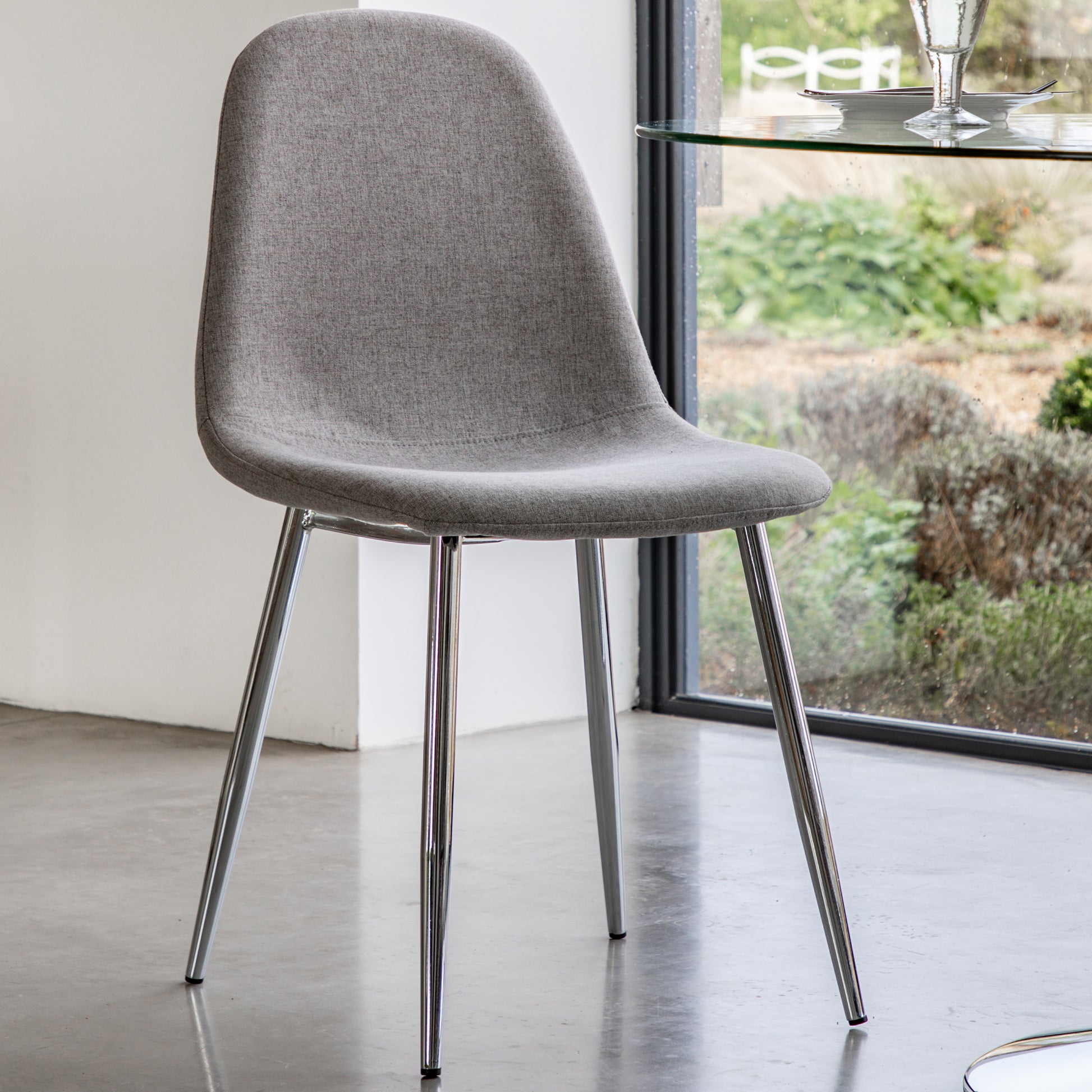 Millican Dining Chair (2pk) Chrome / Light Grey