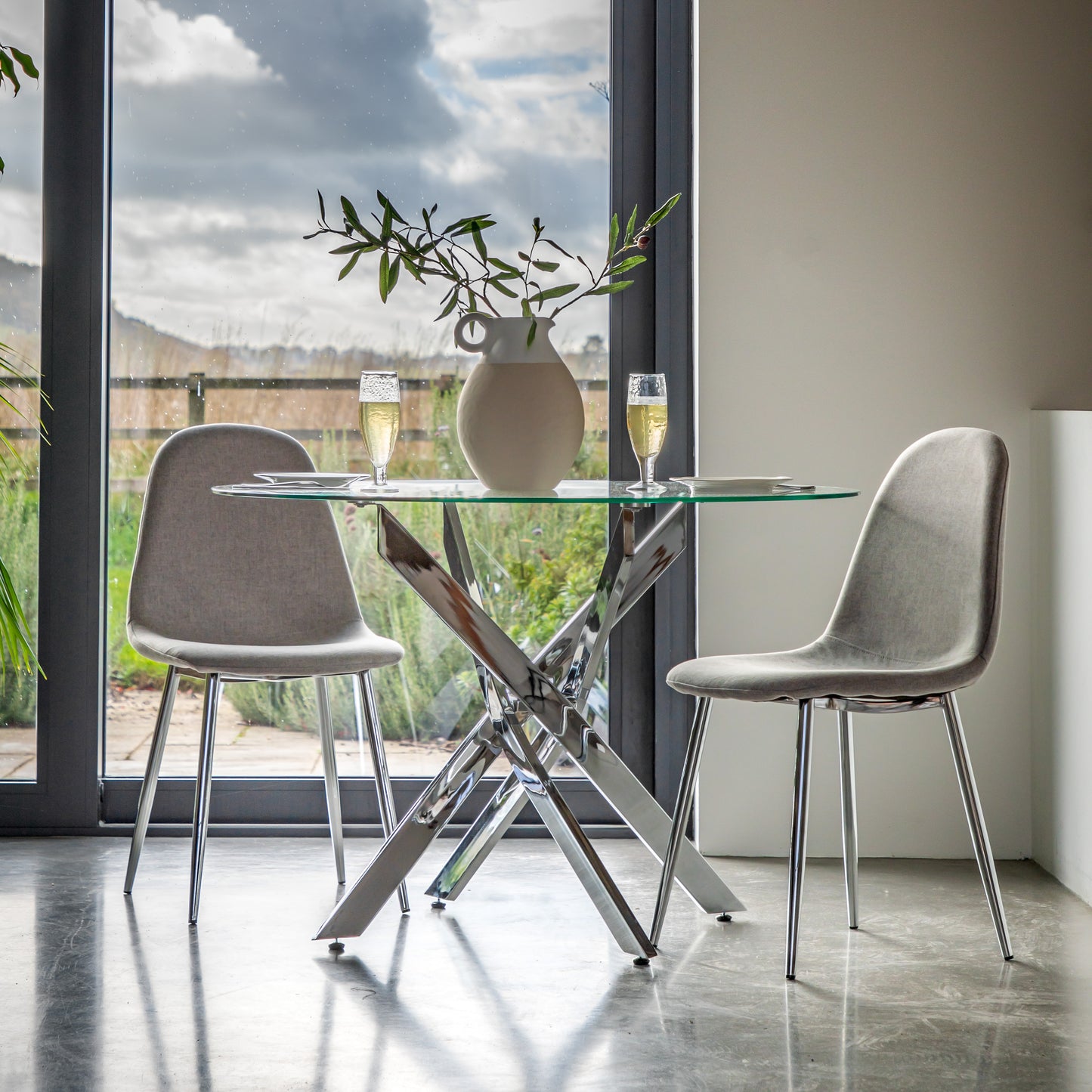 Millican Dining Chair (2pk) Chrome / Light Grey