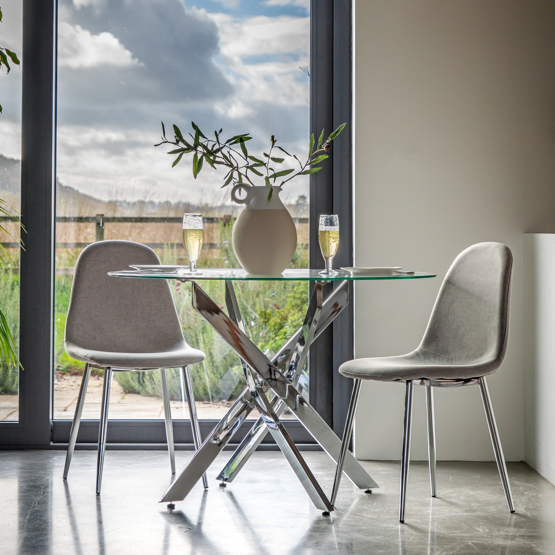 Ramsey Dining Table Chrome / Clear