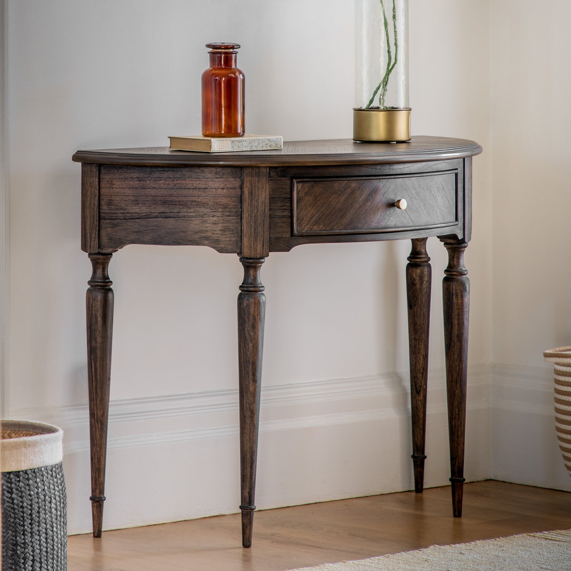 Madison Demi Lune Table Dark Wood