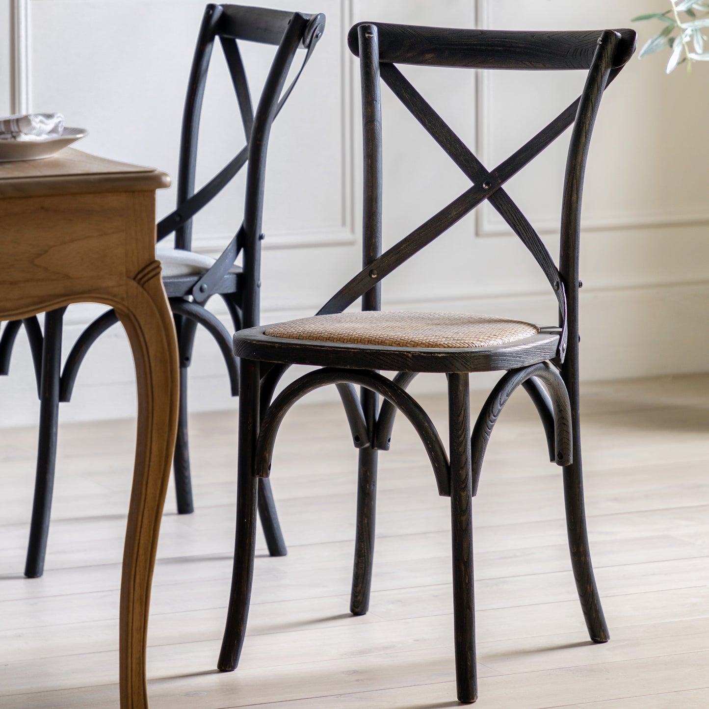 Cafe Chair Rattan (2pk) Black
